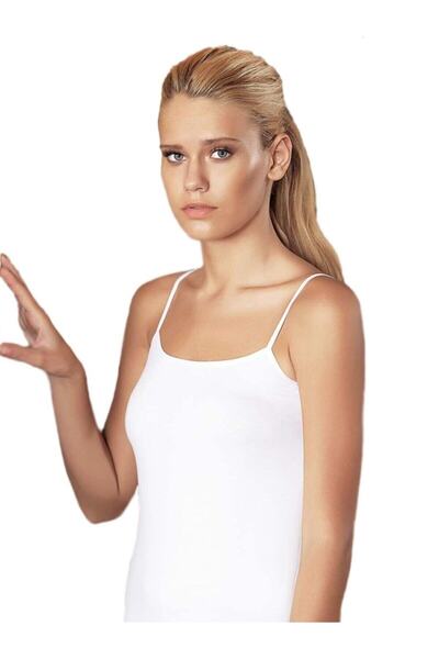Zulu Ticaret Tutku-Women's White Lycra Strapless Tank Top B214