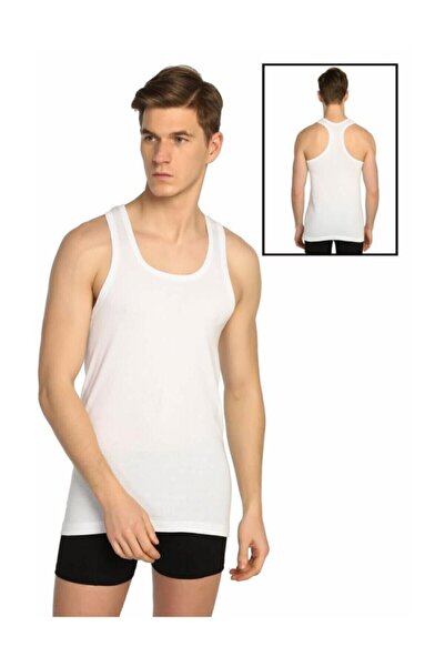 Zulu Ticaret Tutku-Men's White 5-Pack Ribbed Sports Undershirts Elf568T0118Ccm5