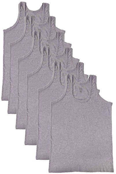 Zulu Ticaret Tutku-Men's Gray 6-Piece Ribbed Undershirt