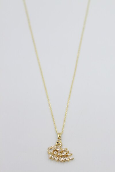 Generic Brand 🦢   Gold Color Stone Swan Necklace Steel Stylish Design 🦢