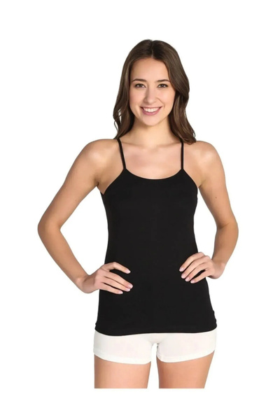 Zulu Ticaret Tutku-Women's Ribbed Cotton Strap Tank Top 5 Pieces