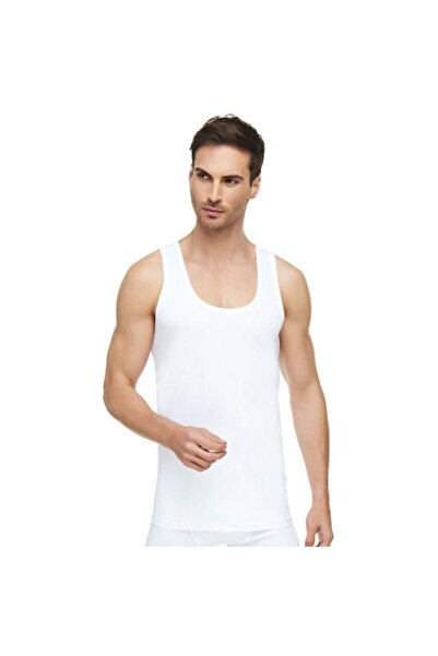 Zulu Ticaret Tutku-Men's White Combed Cotton Undershirt