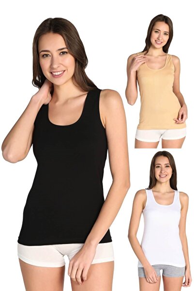 Zulu Ticaret Pack of 2 Ribana Wide Strap Tank Tops Mnt