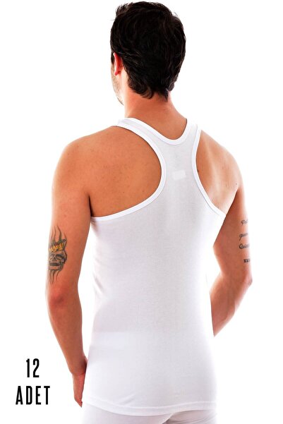 Zulu Ticaret Tutku-قميص رياضي قطني أبيض للرجال من Tutku مكون من 12 قطعة 0118