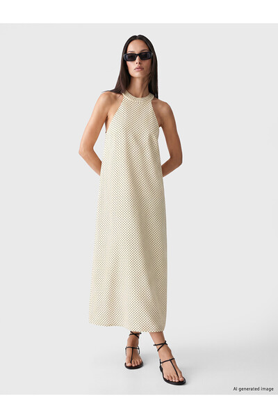LC Waikiki Trendlucky Halter Neck Polka Dot A-Line Dress with a Difference
