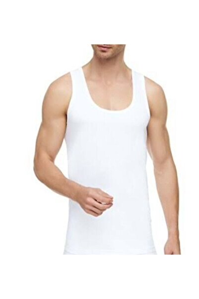 Zulu Ticaret Tutku-Men's White 6-Piece Cotton Combed Cotton Tank Top with Straps