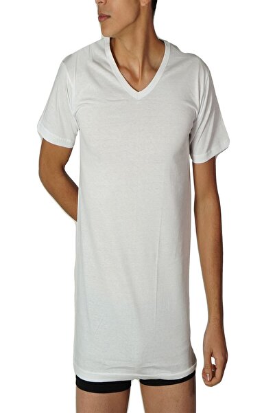 Zulu Ticaret Tutku-Men's White 2-Pack Tutku Ribbed V-Neck Undershirt