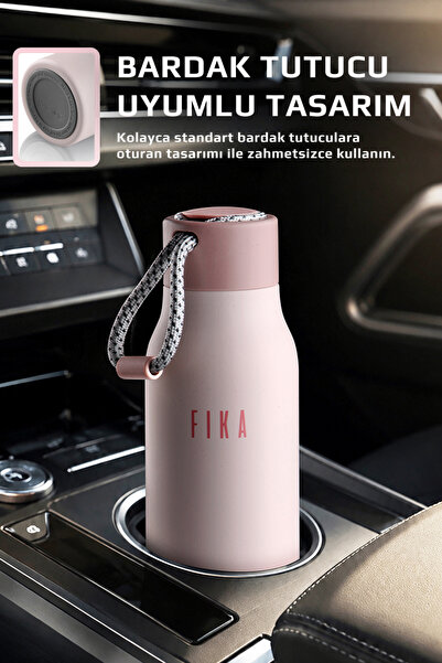 NEOFLAM Fika Rento Sızdırmaz Vidalı Kapaklı Geniş Ağızlıklı Kolay Taşınabilir Çelik Termos 600 ML - Pembe