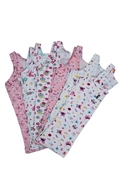 Zulu Ticaret Elastane Printed Wide Strap Undershirt 6 Pieces