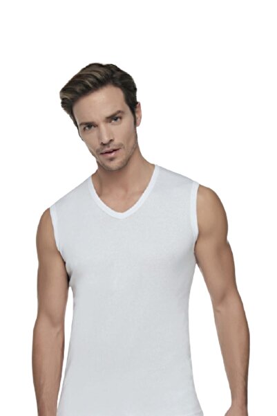 Zulu Ticaret Pack of 3 Men's White Color Cotton V-Neck Undershirt Sports Unde...