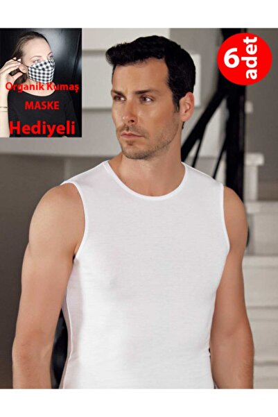 Zulu Ticaret 6 Pieces Men's White Lycra Modal Sports Undershirt Me116