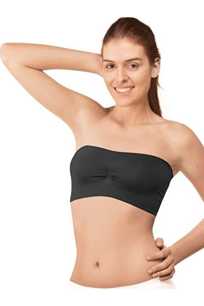 Zulu Ticaret 3 Pieces Black Color Seamless Strapless Undershirt