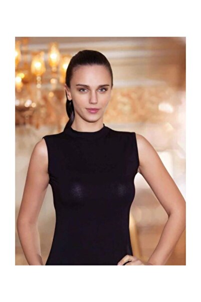 Zulu Ticaret Women's Black Lycra Sleeveless Turtleneck Undershirt 3-Pack
