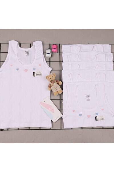 Zulu Ticaret Tutku-0166 Wide Strap Embroidered Girls' Athlete T-Shirt White 3...