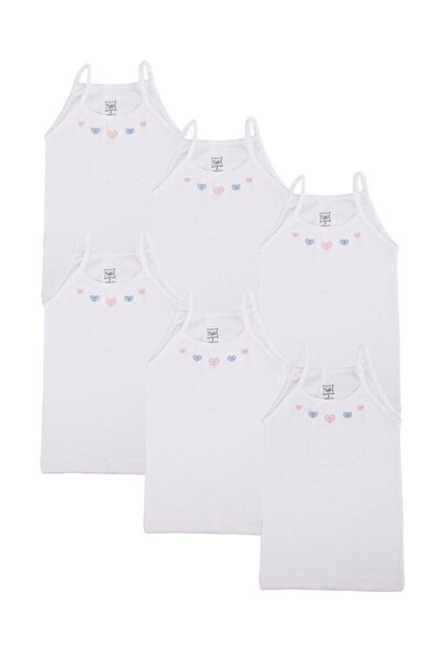 Zulu Ticaret Tutku-Meri Shop Girls' 6-Piece Ribbed Cotton Undershirt with Rop...