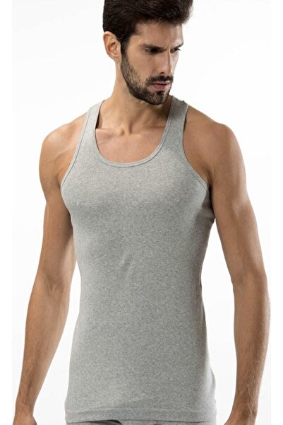Zulu Ticaret Tutku-Men's 6-Piece Gray Ribbed Sports Undershirt Mrt0118G6