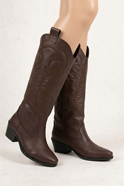 Difolia Women's Jasire Brown Embroidered Western Cowboy Boots