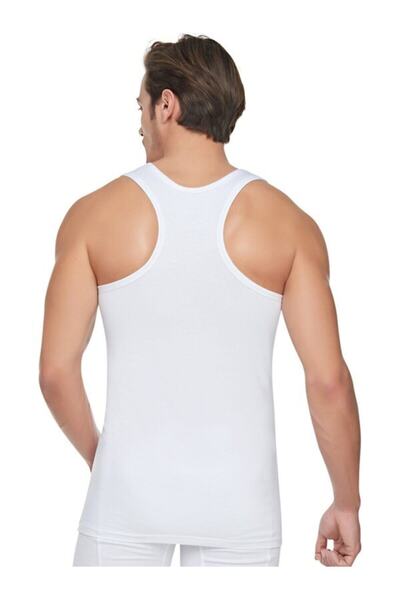 Zulu Ticaret Tutku-Men's Lycra Elastane Sports Athlete Undershirt White 4-Pack