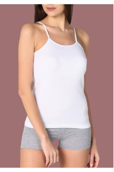 Zulu Ticaret Women's White 6-Pack Elastane Cotton Rope Suspender Undershirt N...