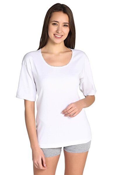Zulu Ticaret Women's Rib Fabric Short Sleeve Mother Undershirt