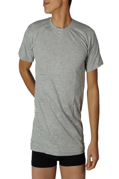 Zulu Ticaret Tutku-Men's Gray 6-Pack Transparent Half Sleeve Zero Neck Unders...