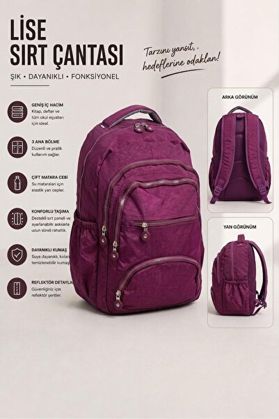 bcburkay çanta Mürdüm High School and Middle School Backpack