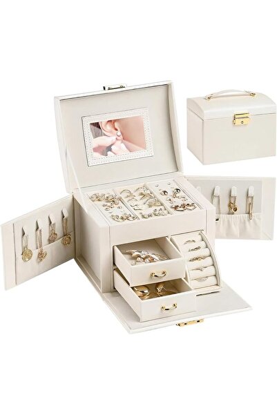 URbazaar Jewelry Box, 3-Tier Jewelry Organizer, Jewellery Organiser with Glas...