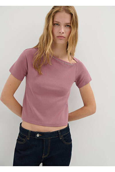 Mango Teen Çıtçıt detaylı tişört