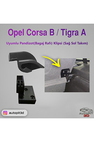 AutoPit 3D Opel Corsa B / Tigra A Uyumlu Pandizot(Bagaj Rafı) Klipsi (Sağ Sol...