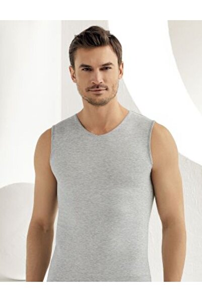 Zulu Ticaret Tutku-Men's Gray Zero Sleeve V-Neck Undershirt Me079 New Season