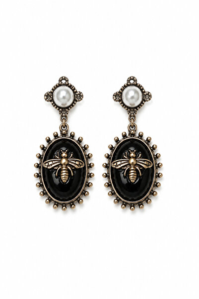 Stelle Jewelry Antique Gold Dangle Earrings for Women with Pearl Detail and B...