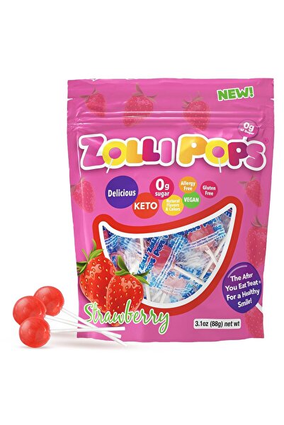 Zollipops Zolli Pops Clean Teath Pops Strawberry 3.1Oz