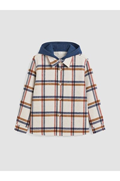 LC Waikiki Hooded Plaid Gabardine Boys' Shirt (W6)