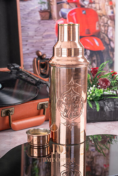 DMT COPPER HOME Handmade Arabesque Pattern Copper Water Bottle Gift 850 ml | ...