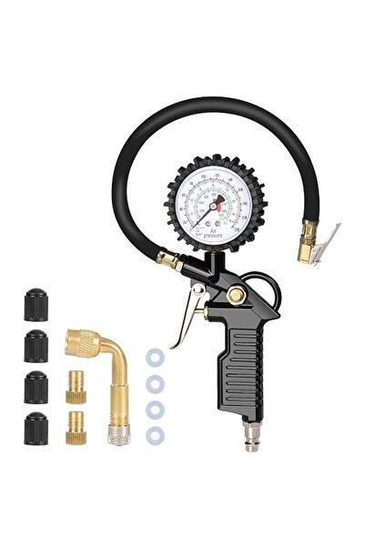 Oshima Tsubaki Pressure Gauge for Tire Inflation, Car Tire Inflator, with Fle...
