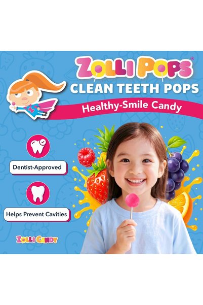 Zollipops Zolli Pops Clean Teath Pops Mix Fruit 3.1Oz