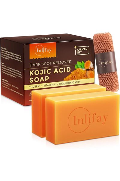 Inlifay Kojic Acid Soap Bar: Dark Spot Remover with Turmeric - Skin Cleansing...