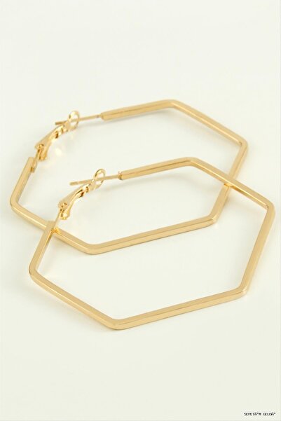 ZERO LAND Spt-Gld Pentagonal Hoop Earrings 6 (230513) cm Yellow