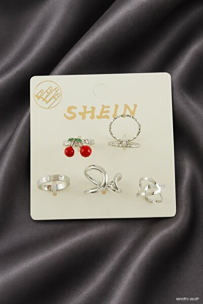 ZERO LAND Spt-Gld 6 Pieces Cherry Enamel Luxury Joint Rings (232916) Silver C...