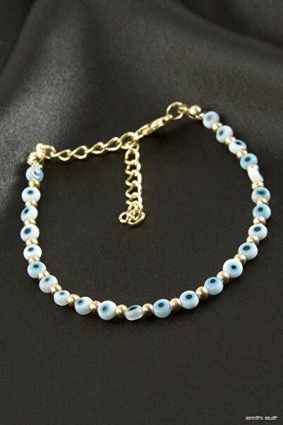ZERO LAND Spt-Gld Evil Eye Beaded (225712) Bracelet White