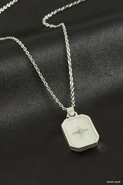 ZERO LAND Spt-Gld Star Enamel Necklace (225201) Silver Color