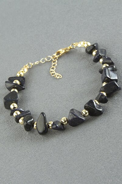 ZERO LAND Spt-Gld Broken Natural Stone (233626) Bracelet Navy Blue