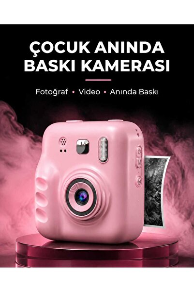 RABERA TECH Pembe Çocuk Anında Baskı Dijital Kamera Fotoğraf Video Termal Fot...