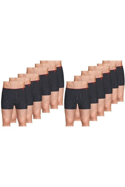 Berrak 4433 Men's Striped Sport Boxer 12 Pieces