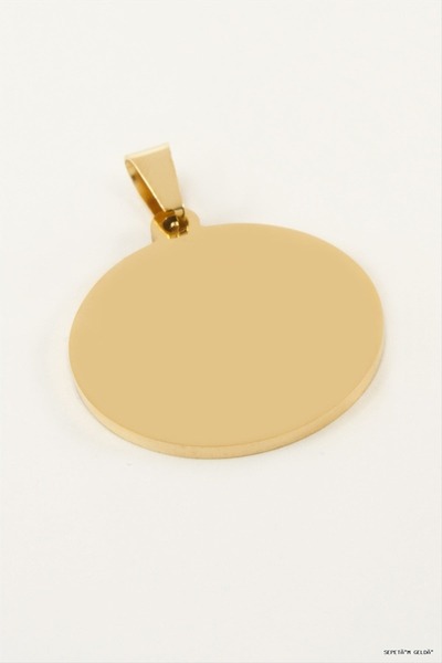 ZERO LAND Spt-Gld Round Name-Engravable Steel Pendant 3 (232356) cm Yellow