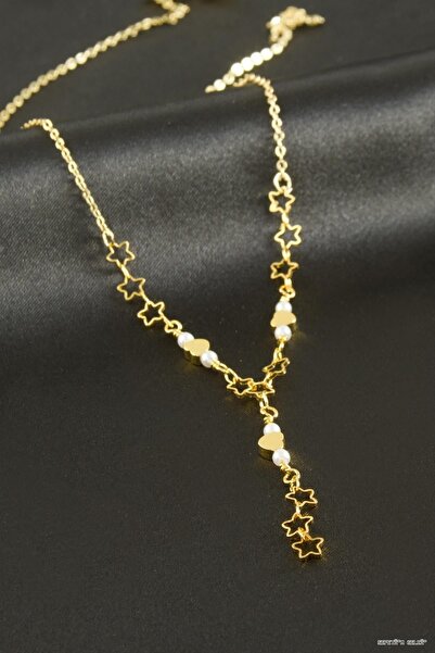 ZERO LAND Spt-Gld Heart Star Pearl Y (234037) Necklace Yellow