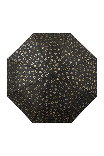 OEM Umbrelă de ploaie pliabilă, negru, 27cm – deschidere manuală, pliabilă