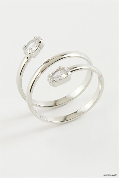ZERO LAND Spt-Gld Oval Zircon Stone Ring (230701) Silver Color