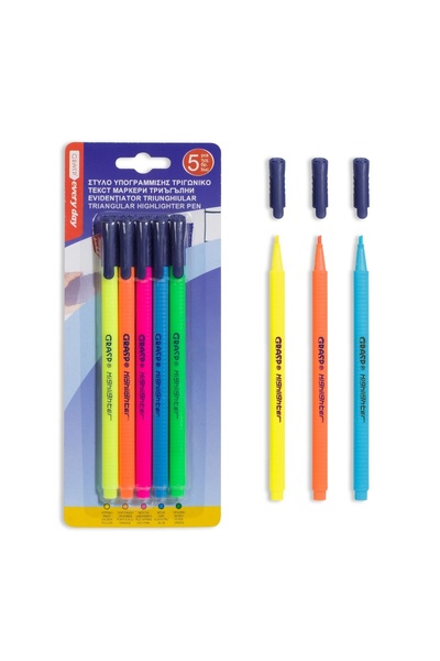 Grasp Evidențiator triunghiular pentru școală, 5 bucăți, albastru – corp triu...