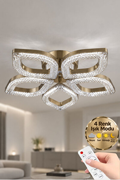 Lumia Lighting Yonca Model Eskitme Kumandalı 5"li Ledli 3 Renk Modu Kristal S...